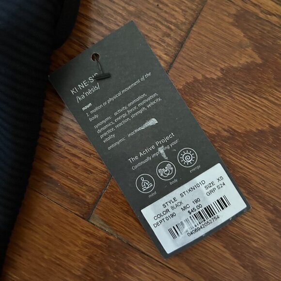 NWT Kinesis Athletic Tank Semi Sheer Stripes Racerback Size XS Black Tank Active - Picture 6 of 8